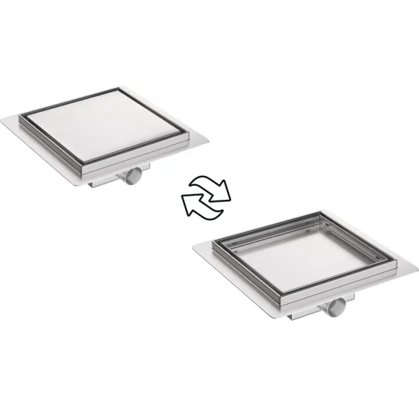 Sifon pardoseala cu gratar Plat, din inox, dimensiune 15x15 cm - Iperinox