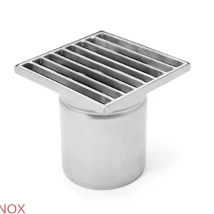 Sifon inox, 200x200 mm, cu gratar lader, iesire verticala - Iperinox