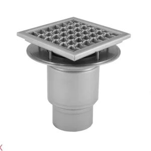 Sifon inox telescopic, 200x200 mm cu gratar antiderapant, iesire verticala - Iperinox