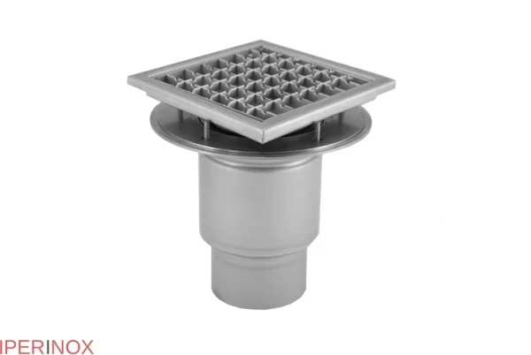 Sifon inox telescopic, 200x200 mm cu gratar antiderapant, iesire verticala - Iperinox
