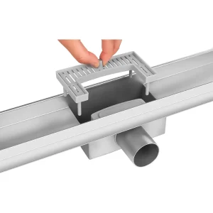 Rigola dus cu gratar Plat, din inox, lungime 80 cm - Iperinox