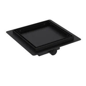 Sifon pardoseala negru mat, Faiantabil, din inox, dimensiune 15x15 cm - Iperinox