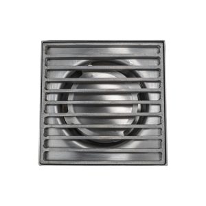 Sifon inox KSDE, 150x150 mm, cu gratar screwed, iesire verticala - Iperinox