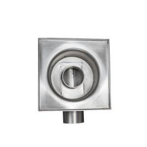 Sifon inox KSBE, 150x150 mm, cu gratar screwed, iesire laterala - Iperinox