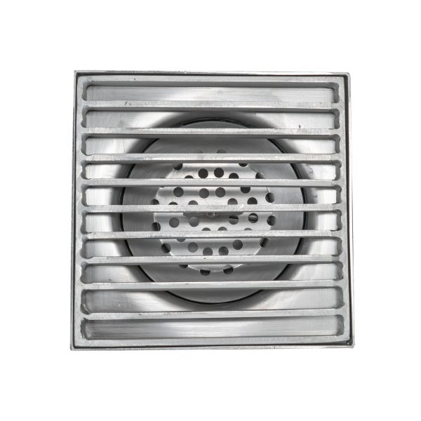 Sifon inox, 150x150 mm, cu gratar lader, iesire verticala - Iperinox