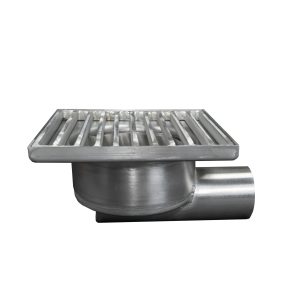 Sifon inox KSBE, 150x150 mm, cu gratar screwed, iesire laterala - Iperinox