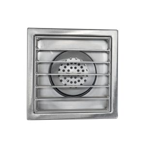 Sifon inox, 200x200 mm, cu gratar lader, iesire verticala - Iperinox