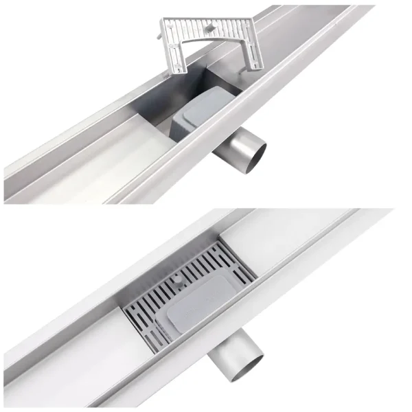 Rigola dus cu gratar Plat, din inox, lungime 80 cm - Iperinox