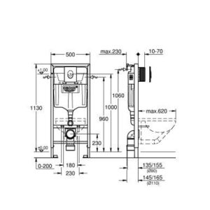 Rezervor incastrat cu cadru Grohe Rapid SL cu sistem fixare si Clapeta Skate Air crom - Iperinox