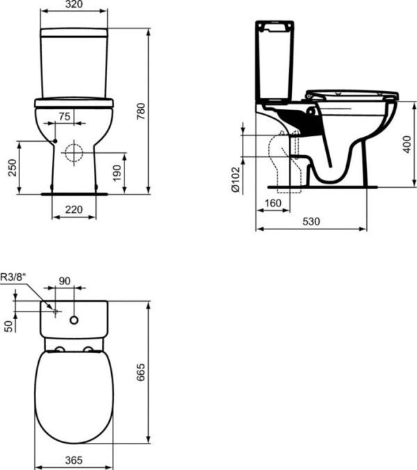 Set vas WC Connect Ideal Standard cu rezervor si capac duroplast - Iperinox