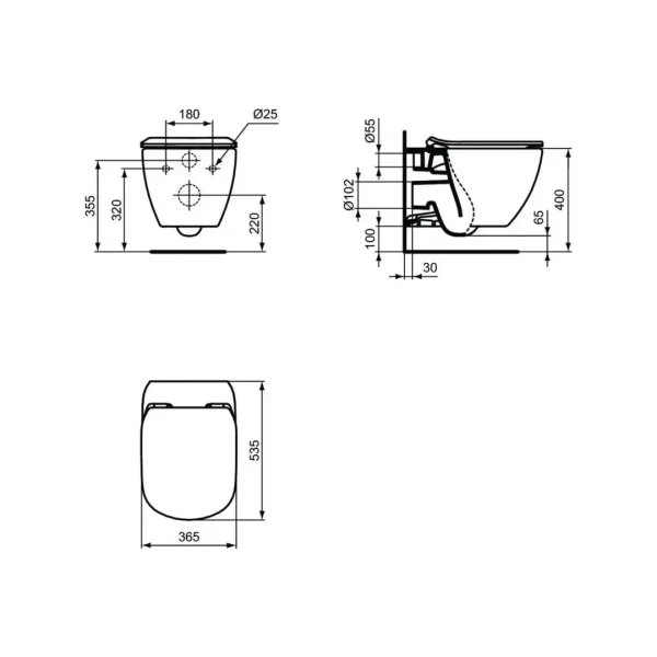 Vas WC suspendat Tesi Aquablade cu fixare ascunsa Ideal Standard - Iperinox