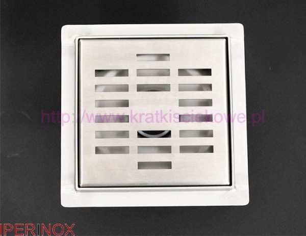 Sifon pardoseala Premium, scurgere verticala, gratar Square, din inox, dimensiune 15x15 cm - Iperinox