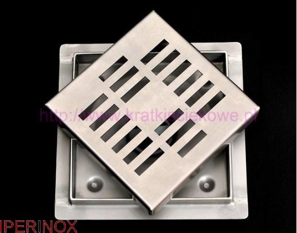 Sifon pardoseala Premium, scurgere verticala, gratar Square, din inox, dimensiune 15x15 cm - Iperinox
